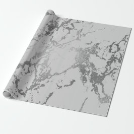 Deep Gray Marble Silver Stine Metallic Shiny Geschenkpapier