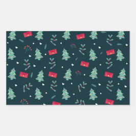 Deep Green Christmas Trees Perfect Gift Rechteckiger Aufkleber