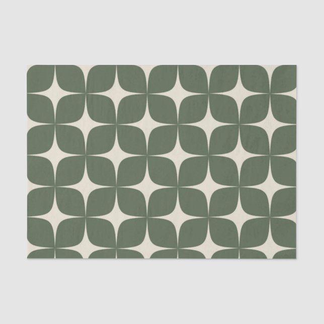 Deep Green Ivory Mitte Jahrhundert Modernes Elegan Seidenpapier (Vorderseite)