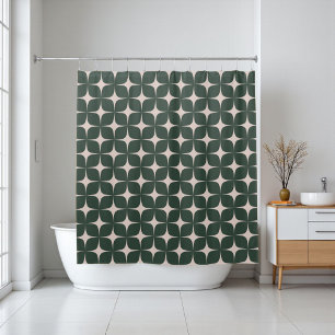 Deep Green Mitte Jahrhundert Moderne Geometrie Vin Duschvorhang