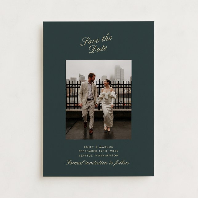 Deep green, or photo mariage carte enregistrer la  (Créateur téléchargé)