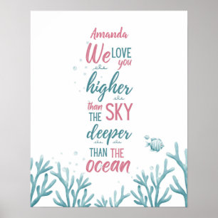 Deep Green Turquoise Liebe individuell anpassbar Poster