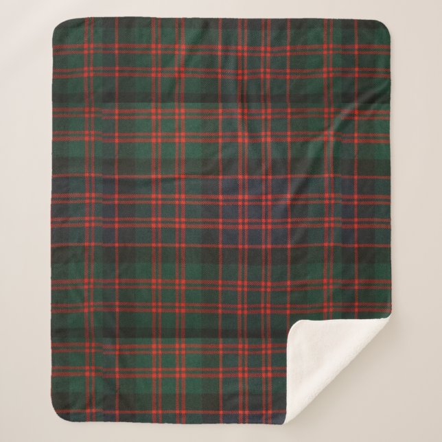 Deep Green und Red Tartan Sherpadecke (Vorderseite)