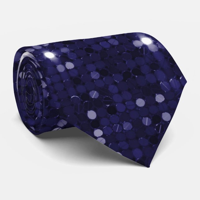 Deep Indigo Shimmer Sparkle Sequin Neck Tie Krawatte (Gerollt)