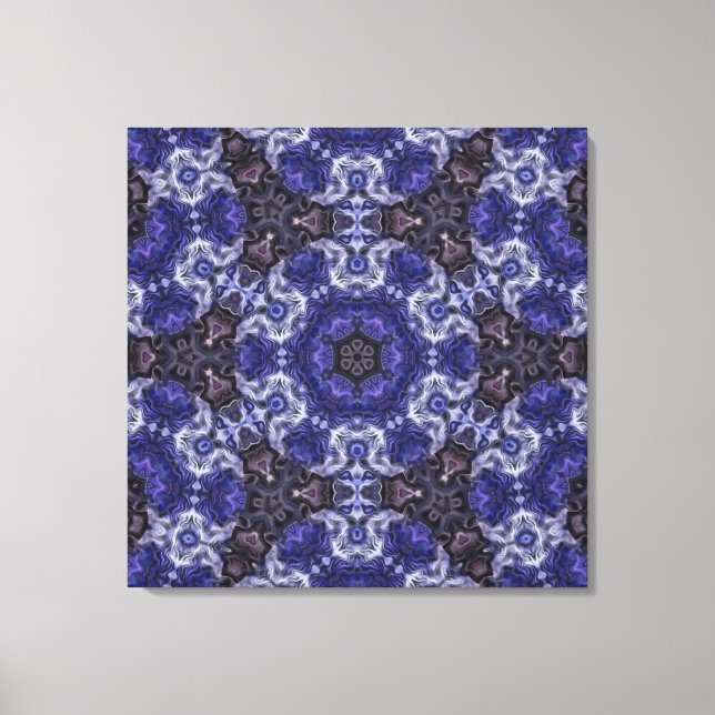 Deep Indigo Swirl Mandala mit Fluid Patterns Leinwanddruck (Vorderseite)