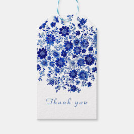 Deep Indigo watercolor Floral Thank You Geschenkanhänger