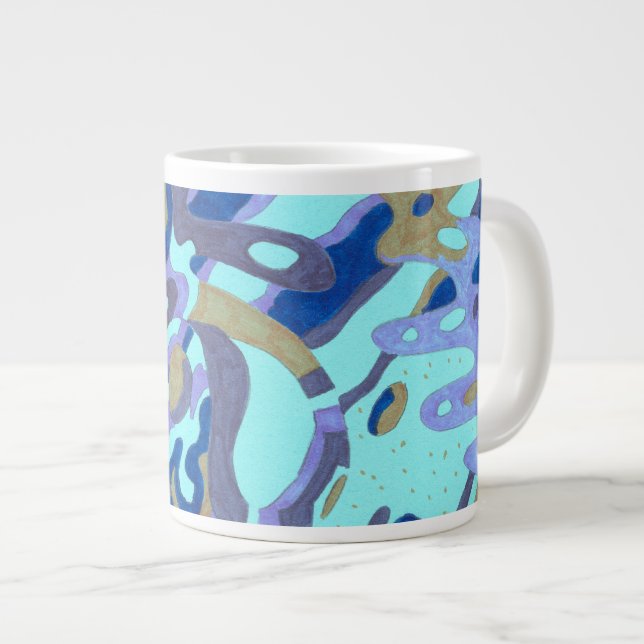 "Deep is the Ocean" Original Abstrakt Jumbo-Tasse (Vorderseite Rechts)