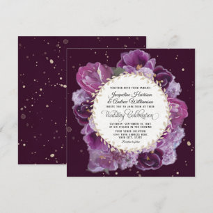 Deep Lavender Lila Blumenpasten mit Leaf Kranz Einladung