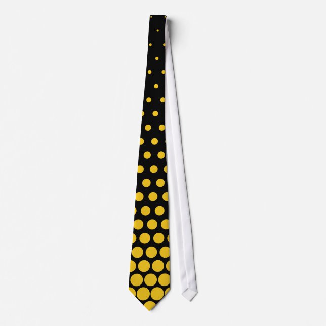 Deep Lemon Polka Dots Modern Black Krawatte (Vorderseite)