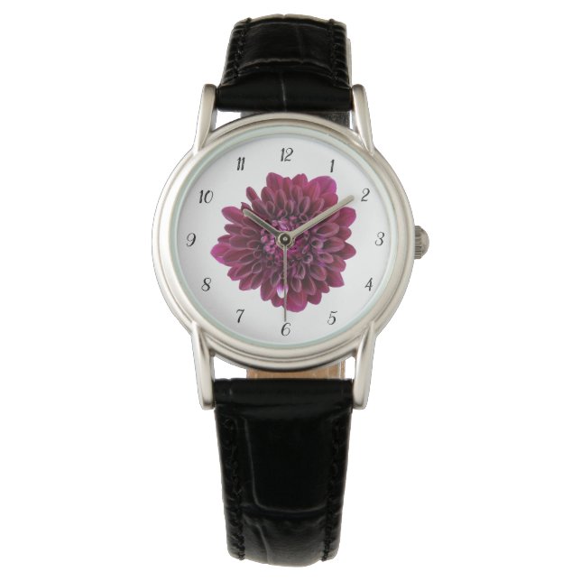 Deep Lila Dahlia Blume Armbanduhr (Vorderseite)