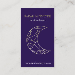 Deep Lila Gold Celestial Moon Psychic Healer Telefonnummerkarte