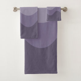 Deep Lila Gray Wavey Stripe Modern Badhandtuch Set