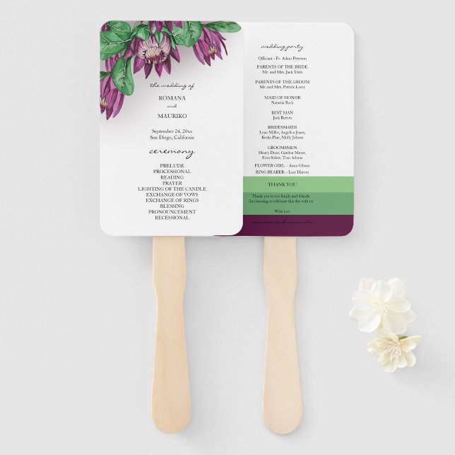 Deep Lila King Protea Fächer (Vorne und Hinten)