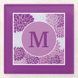 Deep Lila Mit Monogramm Dahlia Floral Glasuntersetzer
