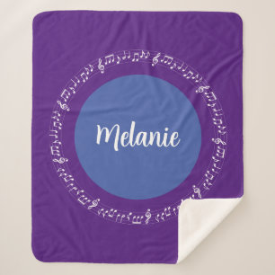 Deep Lila Musical Sherpa Blanket Individuelle Name Sherpadecke