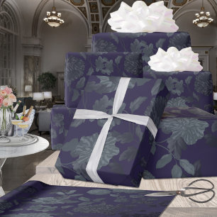 Deep Lila Ombre Modernes Vintages Floral Geschenkpapier