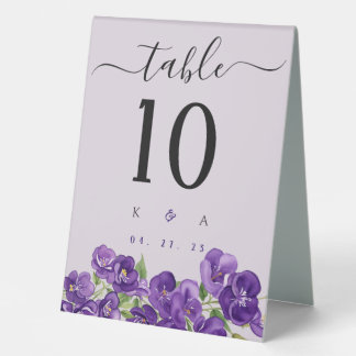 Deep Lila Violets Tischnummer Zelt-Zeichen Tischaufsteller
