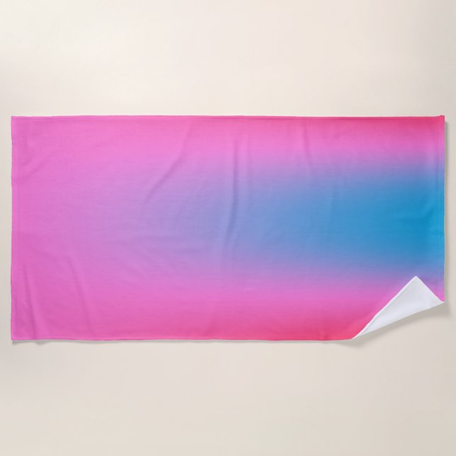 Deep Magenta Pink bis Rot & Blau Auric Ombre Strandtuch (Vorderseite)
