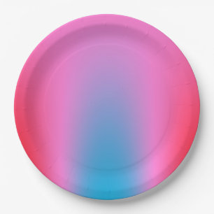 Deep Magenta Pink to Red & Blue Ombre Party Pappteller