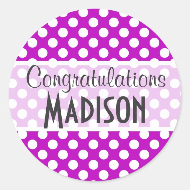 Deep Magenta Polka Dots Runder Aufkleber (Vorderseite)
