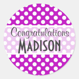 Deep Magenta Polka Dots Runder Aufkleber