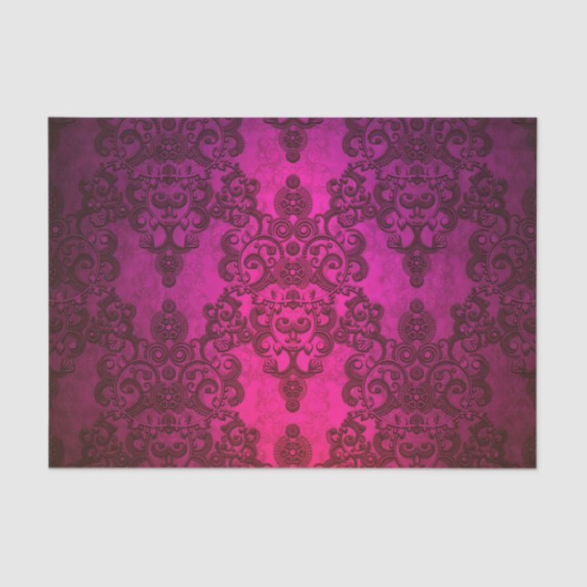 Deep Majenta Damask Seidenpapier (Vorderseite)