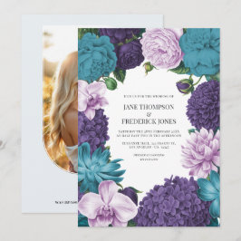 Deep Marine, Slate Orchid & Cloud Lilac Wedding Einladung