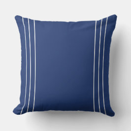 Deep Navy Blau mit dünnen weißen Streifen Kissen