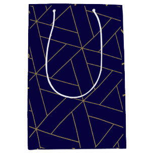 Deep Navy Blue & Gold Mittlere Geschenktüte