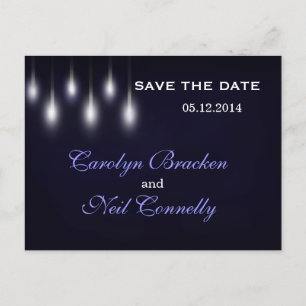 Deep Navy Blue Steak Lights Save the Date Karte
