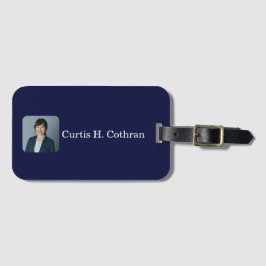 Deep Navy Blue & White Name Tag Design Gepäckanhänger