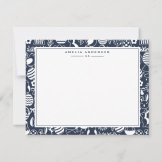 Deep Navy Easter Egg Frame Note Card Einladung