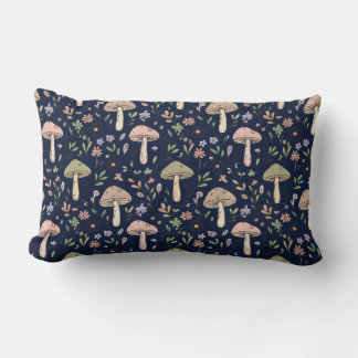 Deep Navy Fungi Seamless Moody Dark Academia Lendenkissen