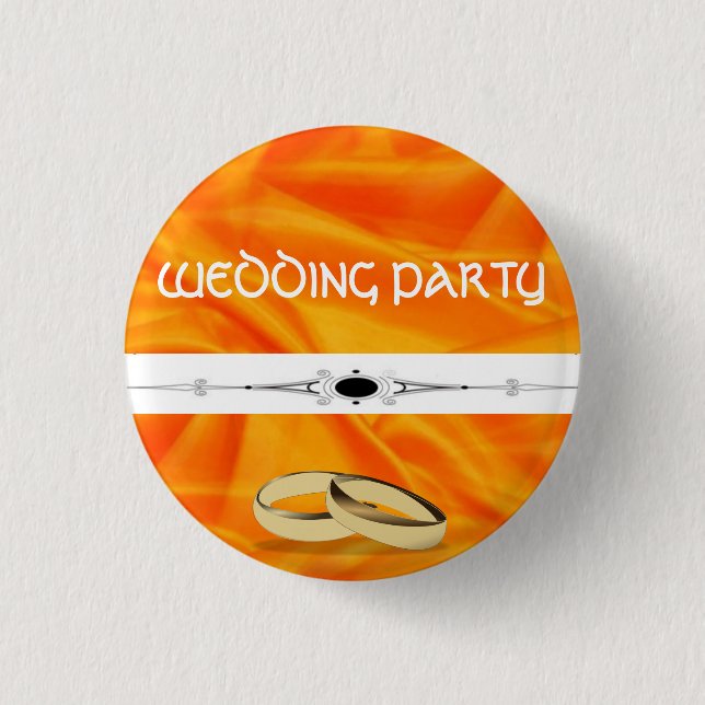 Deep Orange Silk Wedding Button (Vorderseite)