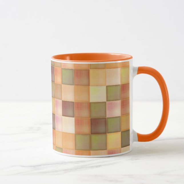 Deep Orange Square Patterected Tasse (Rechts)