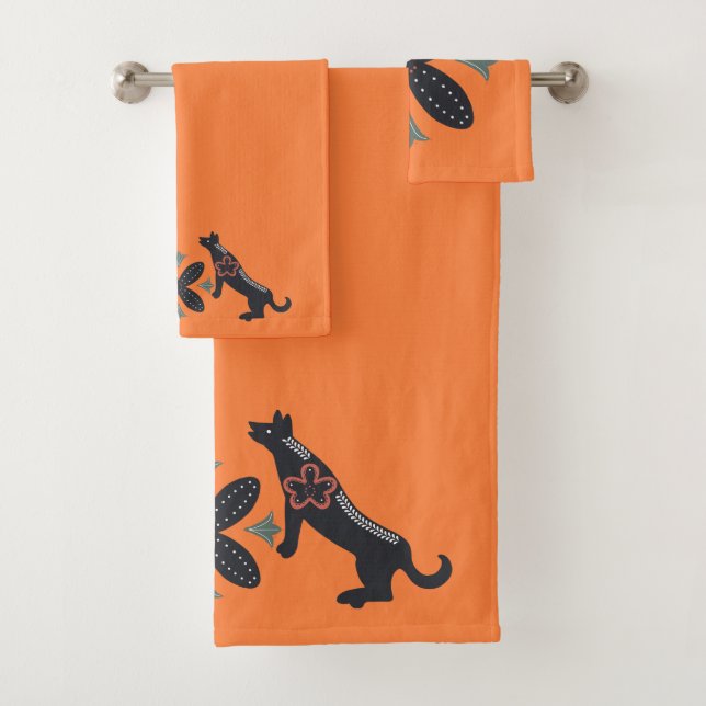 Deep Orange und skandinavisches Design Badhandtuch Set (Insitu)