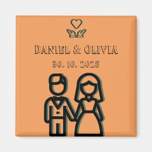 Deep Orange Wedding Magnet