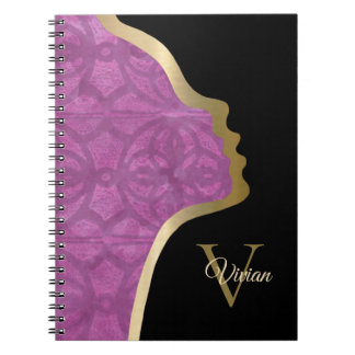 Deep Orchid Lila Black and Gold Face Notizblock