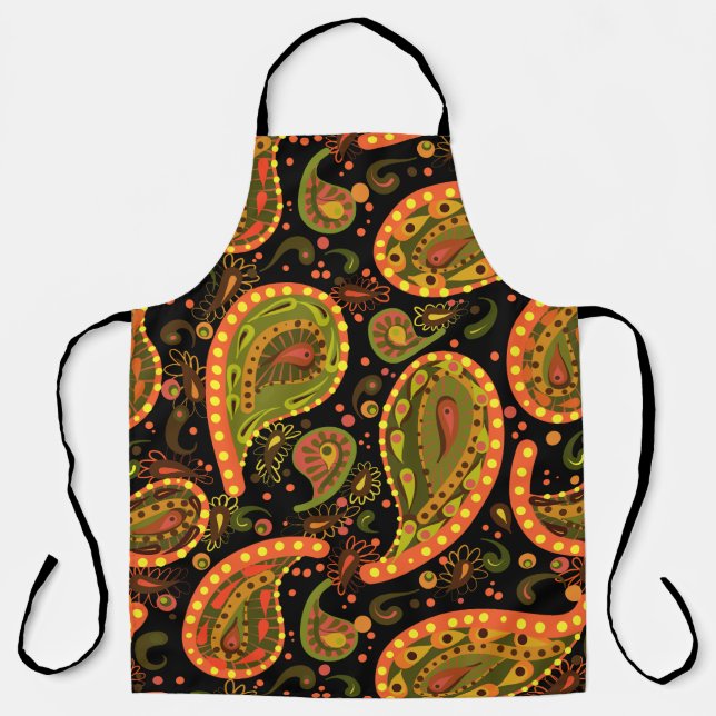 Deep Paisley Gold Orange Brown Beautiful Schürze (Vorderseite)