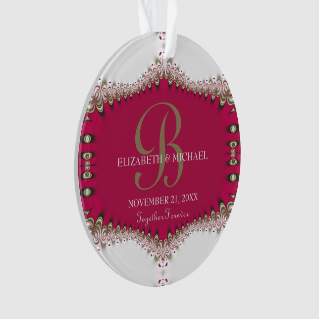 Deep Pink Creme Lace Wedding Anniversary Keepake Ornament (Vorderseite)