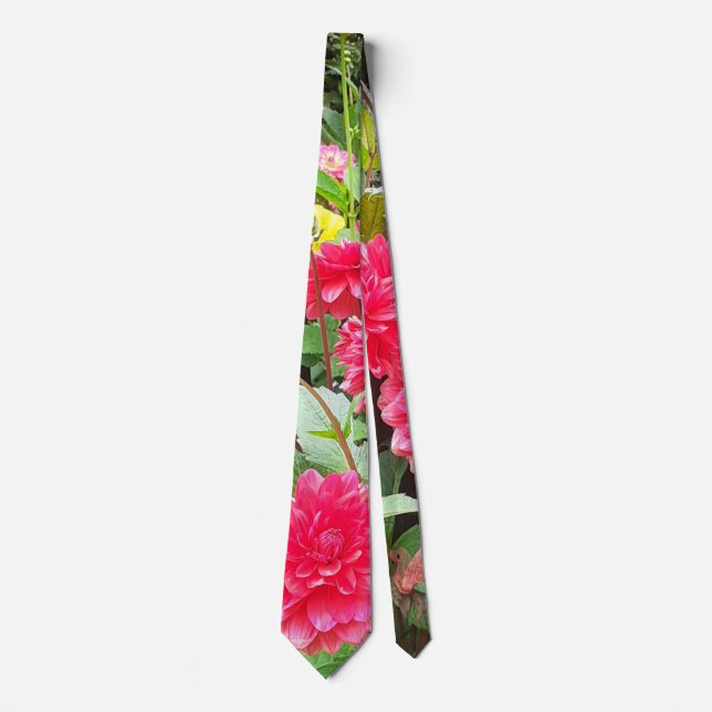 Deep Pink Dahlias Neck Tie Krawatte (Vorderseite)