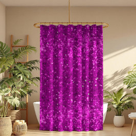 Deep Pink Glam Faux Glitter Pattern Duschvorhang