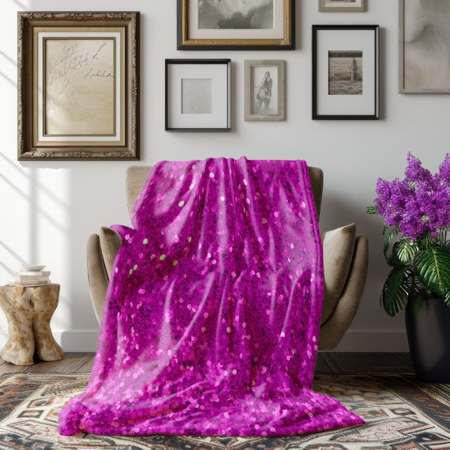 Deep Pink Glam Faux Glitter Pattern Fleecedecke (Von Creator hochgeladen)