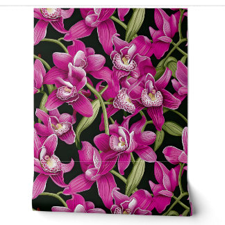 Deep Pink Orchids: Franz Bauer Style Tapete