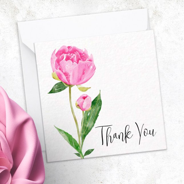 Deep Pink Peony Personalisiert Danke Note Card Mitteilungskarte (Von Creator hochgeladen)
