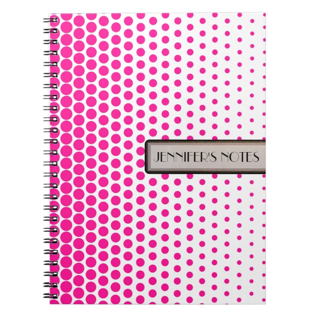 Deep Pink Polka Dot Elegant Modernes Weiß Notizblock (Vorderseite)