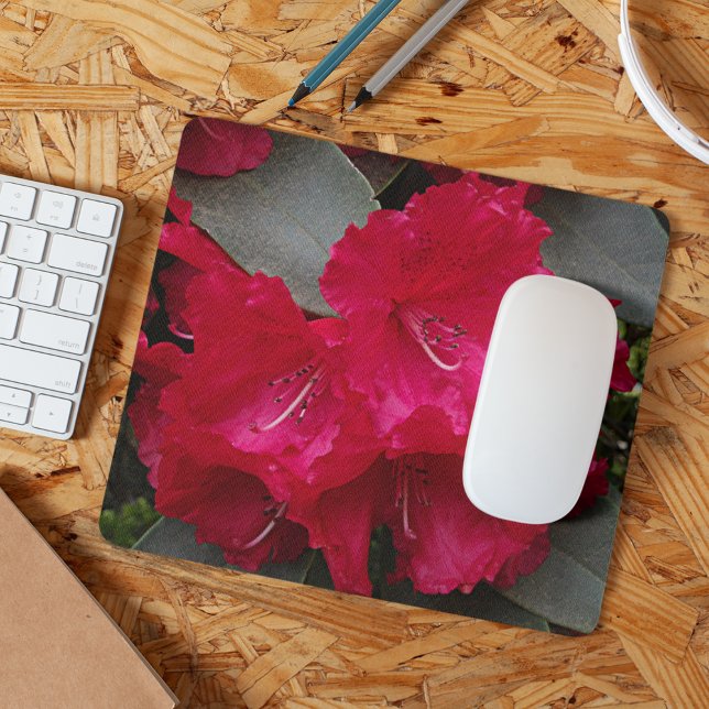 Deep Pink Rhododendron Bloom Floral Mousepad (In Situ)