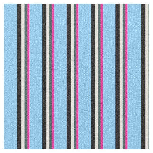 Deep Pink, Slate Gray, Beige, Black & Sky Blue Stoff (Nahaufnahme)