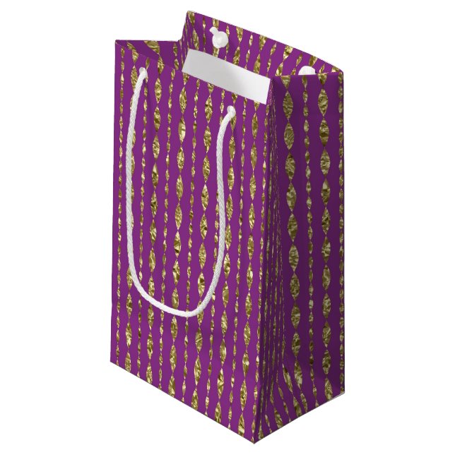 Deep Pink und Gold Marquise Muster Geschenktasche Kleine Geschenktüte (Vorderseite Schrägansicht)