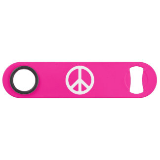 Deep Pink und White Peace Symbol Speedflaschenöffner